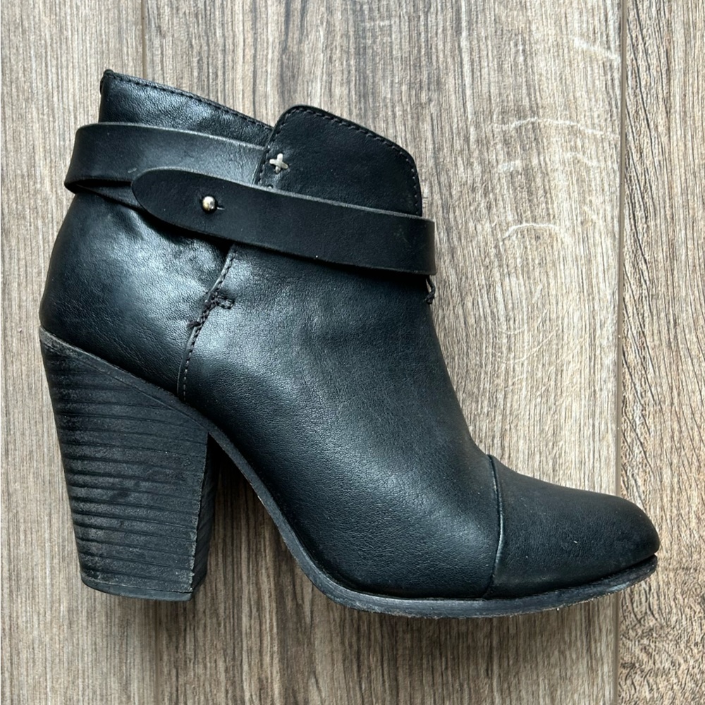Rag & Bone Harrow Black Leather Heeled Booties | 6.5 - Picture 2 of 16